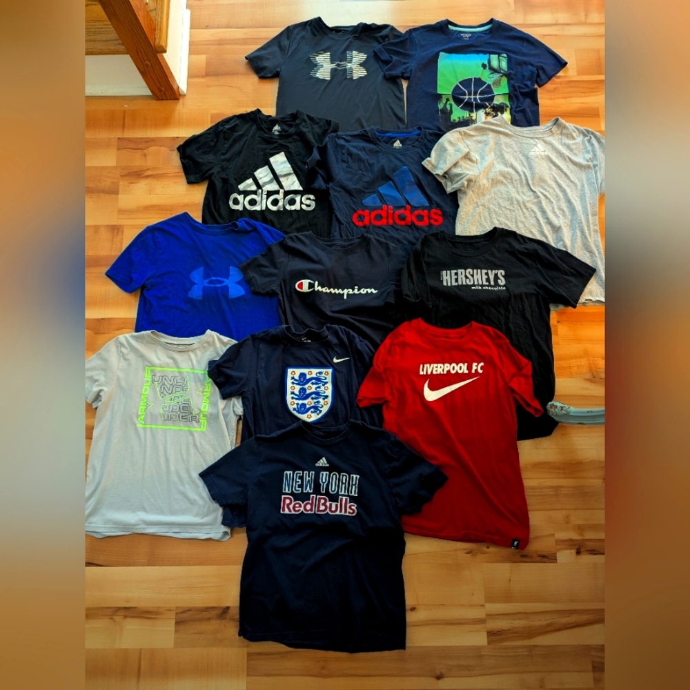 Kids Graphic T-Shirts Assorted Pack. All Size Large Adidas, UA, Nike...EUC